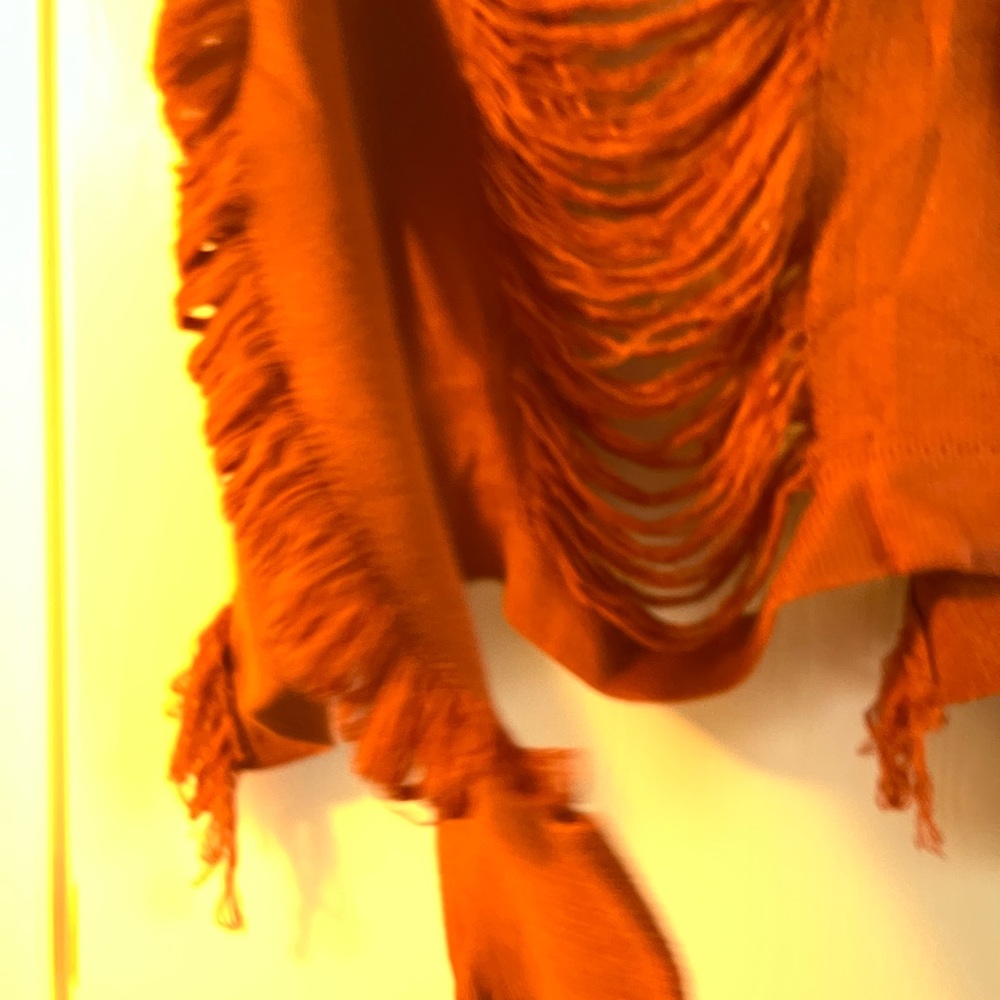 SWANK Rust Fringed Sweater - Picture 5 of 7